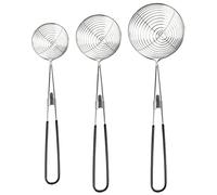 Cpolebev 3-Piece Set of Round Hot Pot Strainer-Stainless Steel Asian - Spider Skimming Spoon Set, Mesh Spoon