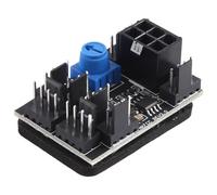 Cpolebev 3-Pin 4-Pin Fan Adapter PWM PC Case Cooling Fan Hub 8-Way Splitter 12V Speed Controller with 6-Pin Power Port