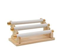 Cpolebev 3-Tier Wooden Jewelry Display Stand Ring Holder, T-Bar Jewelry Showcase Display Stand and Organizer White