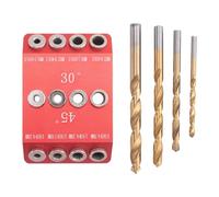 Cpolebev 30/45/90° Angle Drill Hole Guide Jig for Angled and Straight Hole,Cable Railing Lag Screw Drilling Template,4 Drill Bits