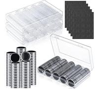Cpolebev 300 Pcs 30 Mm Coin Capsules Coin Holder Case with Black Protect Gasket Foam 5 Sizes (17/19/21.5/25/27/30mm)