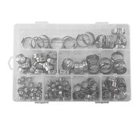Cpolebev 304 Stainless Steel Single Ear Non-Steel Hose Clamp Classification Kit, 128 Pieces