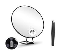 Cpolebev 30X Magnifying Mirror with Stand Tweezers Magnified Makeup Mirror with 3 Suction Cups for Grooming & Travel