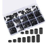 Cpolebev 320 Pcs Electrical Outlet Screws Spacers Set Black Nylon Round Spacer Assortment Set Kit Plastic Spacers Without Threaded