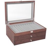 Cpolebev 34 Grid Walnut Pen Storage Case Luxury 3 Layer Pen Display Organizer Transparent Window Fountain Box Pen-Collection