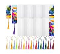 Cpolebev 35 Pieces Sublimation Blank Bookmark DIY Sublimation Blank Bookmark with Hole and 35 Pcs Colorful Tassels