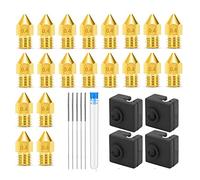 Cpolebev 3D Printer Nozzles 0.4MM MK8 3 Nozzles 20 Pcs with 4Pcs Heater Block Silicone Covers,for 3 V2 with 5 Needles