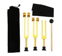 Cpolebev 3Pack (128Hz, 256Hz, 512Hz) Tuning Fork Kit for Healing, Chakra, Sound Therapy, Slider Fork (Gold)