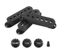 Cpolebev 3Pcs Guitar Pickup Cover Volume Tone Knobs Switch Tip Parts Set,Black