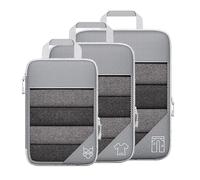 Cpolebev 3Pcs Portable Bags Travel Compressible Storage Pouch Set Mesh Visual Luggage Organizer Grey
