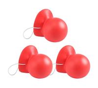 Cpolebev 3Pcs Red Clown Nose Honking Squeaking Clown Nose with Elastic Rope for Adults Halloween Cosplay Costume Accessories