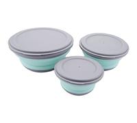 Cpolebev 3Pcs/Set Bowl Sets Silicone Folding Lunch Box Folding Portable Silicone Folding Bowl Foldable Salad Bowl with Lid Blue