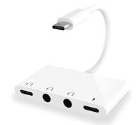 Cpolebev 4 in 1 USB C to Headphone Jack Adapter Audio Adapter with 3.5Mm Audio Jack and 60W PD Fast Charging Port