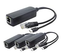 Cpolebev 4-Pack 5V PoE Splitter, 48V to 5V 2.4A Adapter with Micro-USB Plug, for IP Camera,Tablets,for and More