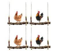Cpolebev 4 Pack Chicken Bird Swing,Natural Wooden Swing Toys,Wood Stand for Chick,Safe Chicken Coop Accessories for Bird,Parrot