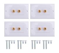 Cpolebev 4 Pack Single Gang 1.0 Speaker Wire Wall Plate (Banana Plug Wall Plate) for 1 Speaker, White