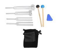 Cpolebev 4 Pack Tuning Fork Set(128 Hz,256 Hz,512 Hz,528 Hz) with Tuning Fork Hammer for Sound Sound Vibration Tools