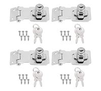 Cpolebev 4 Pcs Keyed Hasp Locks 2.5 Inch Twist Knob Keyed Locking Hasp, Metal Safety Hasp Latches Keyed Different