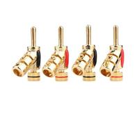 Cpolebev 4 Piece Banana Plug Y-Shaped Speaker Cable Plug Gold & Black & + Gold Plating Locking Banana Plug Connector HIFI Jack Audio Adapter