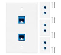 Cpolebev 4 Pieces 2 Port Ethernet Wall Plate, RJ45 Cat6 Female to Female Jack Inline Coupler Face Plates