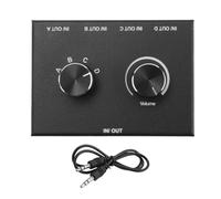 Cpolebev 4 Port 3.5mm Stereo Audio Switcher Support 1 in 4 Out or 4 in 1 Out for PC Phone Laptop Headphone