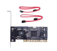 Cpolebev 4 Ports PCI SATA Controller Internal Expansion Card with Two Sata Cables, for Desktop PC,Support SATA Hard Drive