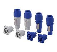 Cpolebev 4 Sets PowerCON Connector,NAC3FCA+NAC3MPA-1&NAC3FCB+NAC3MPB-1,Lockable Cable Connector + Chassis Connector, Power-In&Power-Out