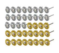 Cpolebev 40 Pieces Mini Wire Brush Wheel Cup Brass Steel Wire Brush Set (3mm) Shank for Power Rotary Tool Polishing