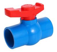 Cpolebev 40mm x 40mm Slip Full Port Red Handle Lever U-PVC Ball Valve Blue