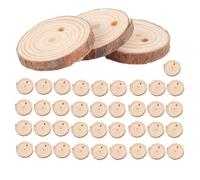 Cpolebev 40Pcs 3-4CM Unfinished Natural Round Wood Slices Circles with Tree Bark Log Discs for DIY Crafts Home Decoration