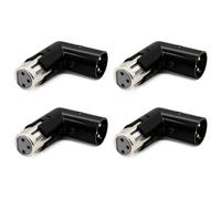 Cpolebev 4Pcs 3Pin XLR Angle Adapter Adjustable Male to Female XLR 90 Degree Adapter 3-Pin Nickel Plating Connector for Audio