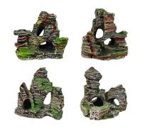 Cpolebev 4Pcs Aquarium Decoration Fish Tank Mountain Cave Simulation Resin Aquarium Rock Fish Tank Resin