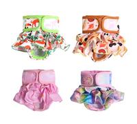Cpolebev 4PCS Pet Menstrual Pants Washable Female Dog Diapers Durables Pet Skirt for Dog Dress for Girl Dogs Menstrual Periods XS