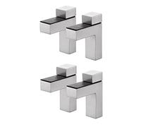 Cpolebev 4Pcs Solid Metal Adjustable Wood/Glass Shelf Bracket Wall Mount, Brushed Silver
