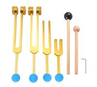 Cpolebev 4Pcs Tuning Fork Set(128Hz, 136.1Hz, 528Hz, 4096Hz), for Healing Chakra,Sound Therapy,Reliever Stress Easy Install,Gold