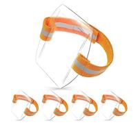 Cpolebev 5 PCS Id Badge Holder High Visibility Ski Pass Holder Transparent & Orange PVC+ Polyester with Adjustable Strap Clear Name Tag Holder for Outdoor Sports