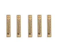 Cpolebev 5 Piece Wood Thermometer Medium-Sized Glass Thermometer and Household Thermometer