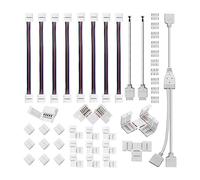 Cpolebev 5 Pin LED Strip Connector Kit Plastic LED Strip Connector Fit for 12Mm RGBW LED Strip Connection Include T Shape 5 Pin LED RGBW Connector