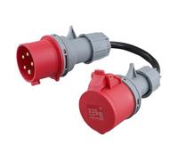 Cpolebev 5 Pin Red 32A Male to 16A Female CEE-Adapter Gen Ev Charger Extension Cord Connector 400V Outlet