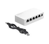 Cpolebev 5 Port 100Mbps Ethernet Switch Mini Portable Network Hub with USB Cable Oxygen-Free Copper for Home Dormitory Office