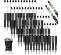 Cpolebev 50Pcs Shaft Black Ink Beaded Pens with 50 Refills for DIY Making Gift Black