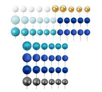 Cpolebev 56 PCS Ball Cake Picks Ball Shaped Cake Topper Pearl Balls Cupcake Cake Insert Topper for Birthday Wedding Blue