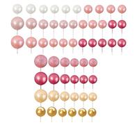 Cpolebev 56 PCS Ball Cake Picks Ball Shaped Cake Topper Pearl Balls Cupcake Cake Insert Topper for Birthday Wedding Pink