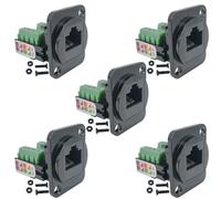 Cpolebev 5PCS RJ45 Female Panel Mount Screw Terminal Adapter, D-Type RJ45 8P8C Female to 8pin Terminal Easy to Use