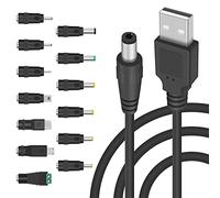 Cpolebev 5V DC 5.5 2.1mm Jack Charging Cable Power Cord, USB to DC Power Cable with 13 Interchangeable Plugs Connectors Adapters
