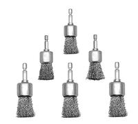 Cpolebev 6 Pack Wire Brush Wheel Silver Steel New for Drill 1-Inch Crimped End Wire Brushes 1/4Inch Hex for Paint- and Small Spaces
