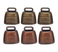 Cpolebev 6 Pcs Metal Cow Bell, Cowbell Retro Bell for Horse Sheep Grazing Copper, Cow Bells Noise Makers