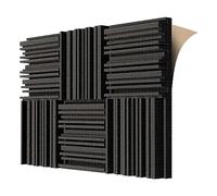 Cpolebev 6 Pcs Self-Adhesive Acoustic Foam Panels,12 X 12 X 2 Inches Sound Absorbing Foam,Recording Studio Sound Proof Foam Black Easy Install