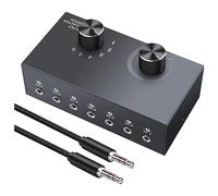 Cpolebev 6 Ports 3.5mm Audio Switch Bidirectional 3.5mm Gray ABS Support 1 in 6 Out or 6 in 1 Out for PC Phone Headphone