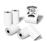 Cpolebev 6 Roll Mini Pocket Printer Sticker Paper 30 X 57mm Self-Adhesive Thermal Paper for Pocket Printer,Black on White